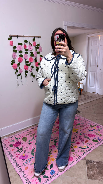 Sweet Dot Quilted Bow Jacket