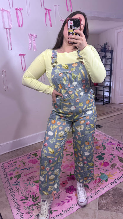 Veggie Print Overalls