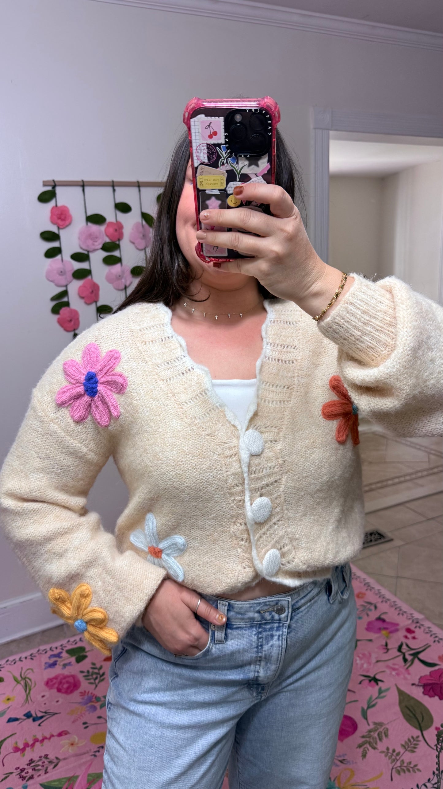 Scalloped Flower Cardigan