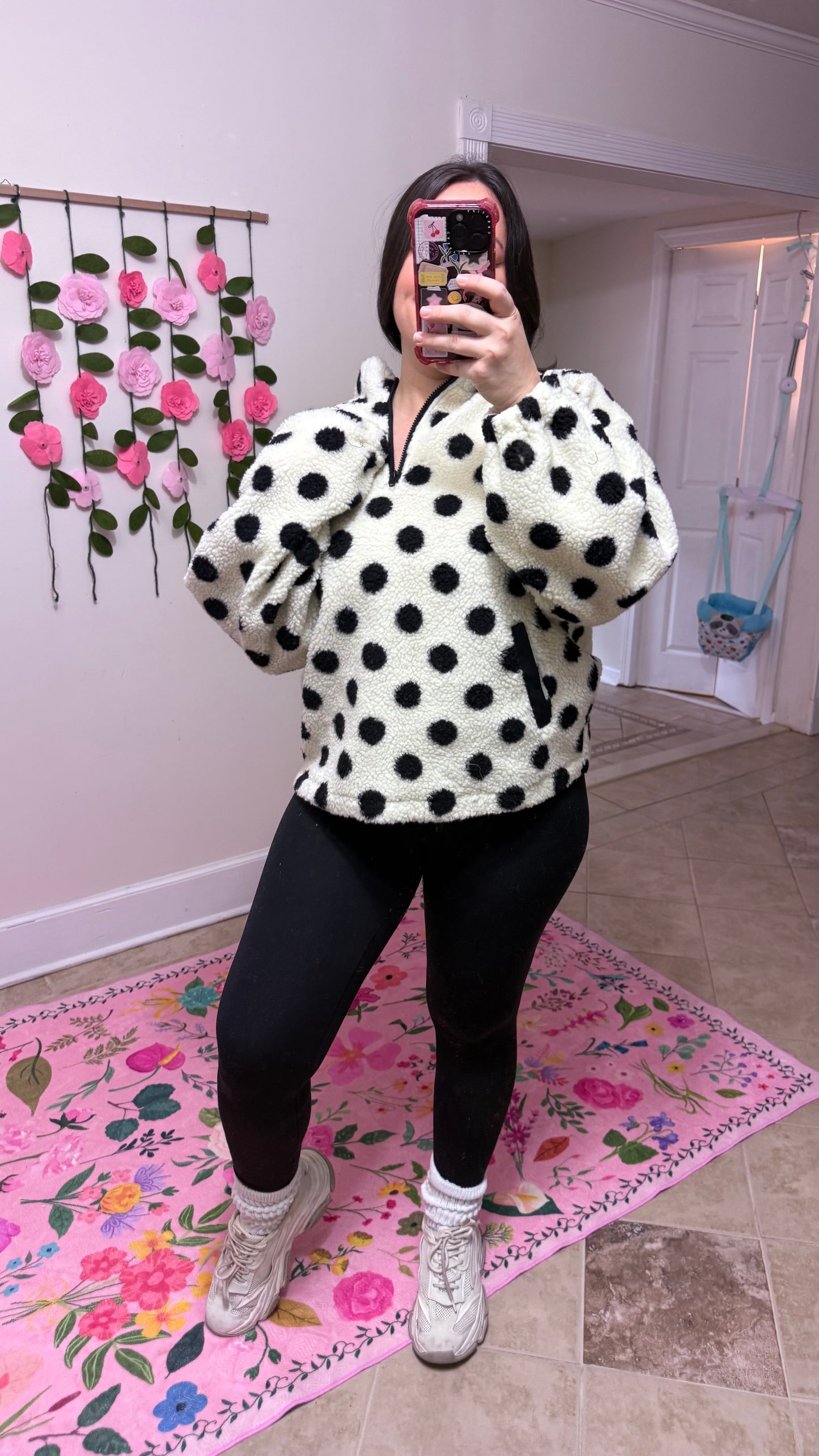 Polka Dot Teddy Sherpa Pullover