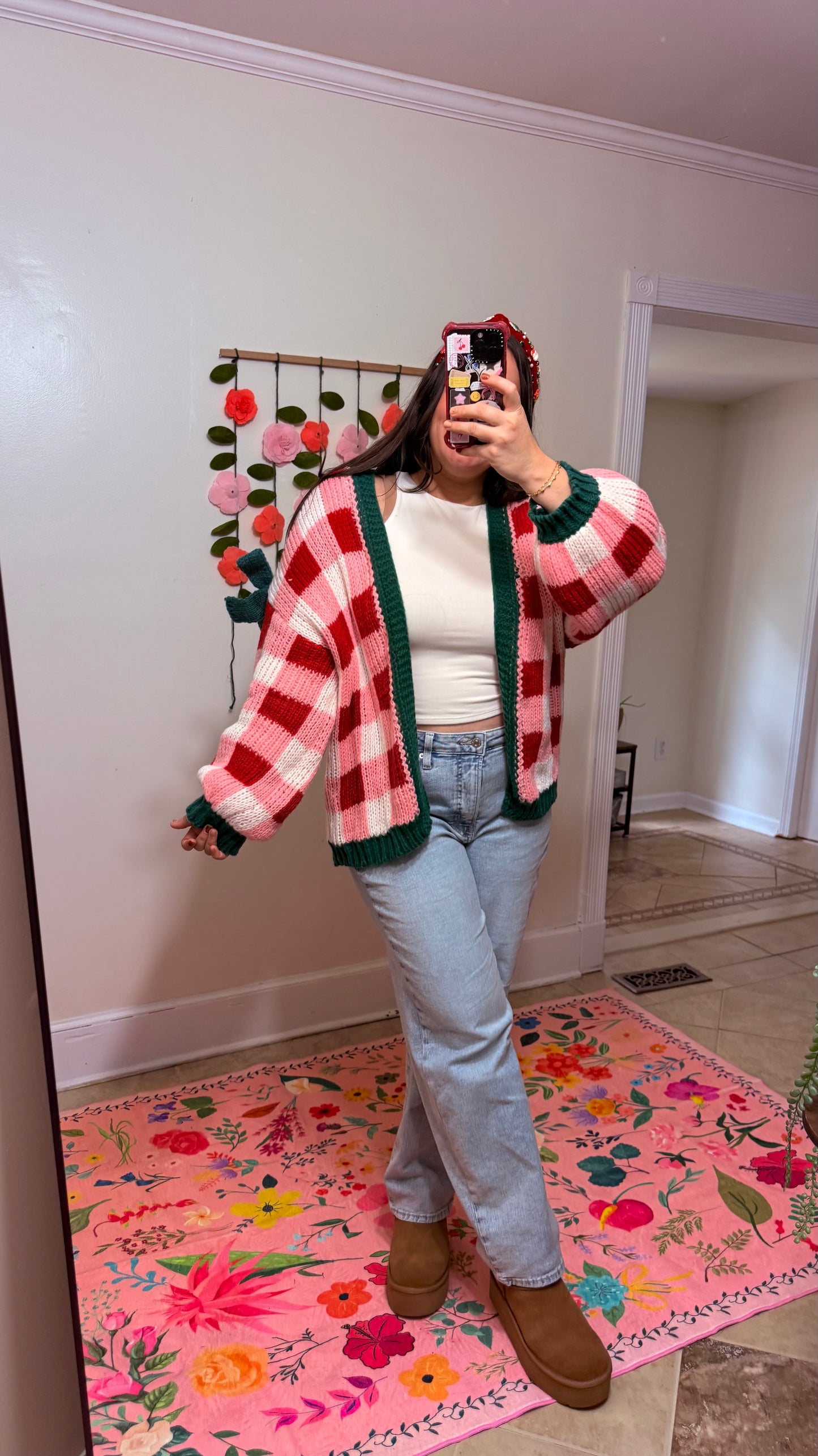 Merry & Bright Checkered Cardigan