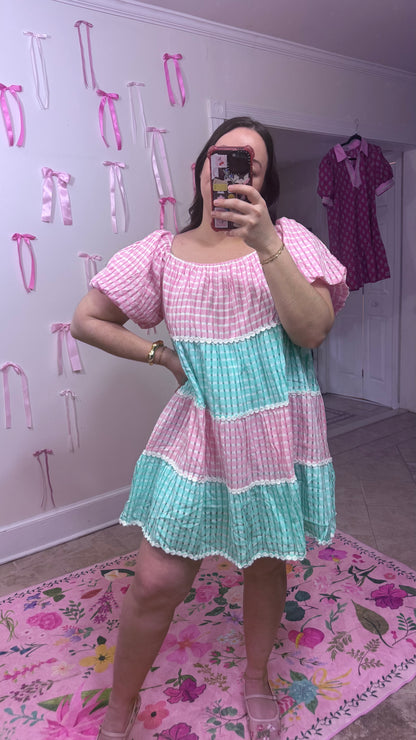 Mint Kiss Gingham Dress