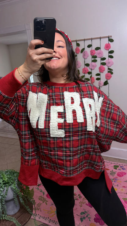 Merry & Bright Plaid Sweatshirt