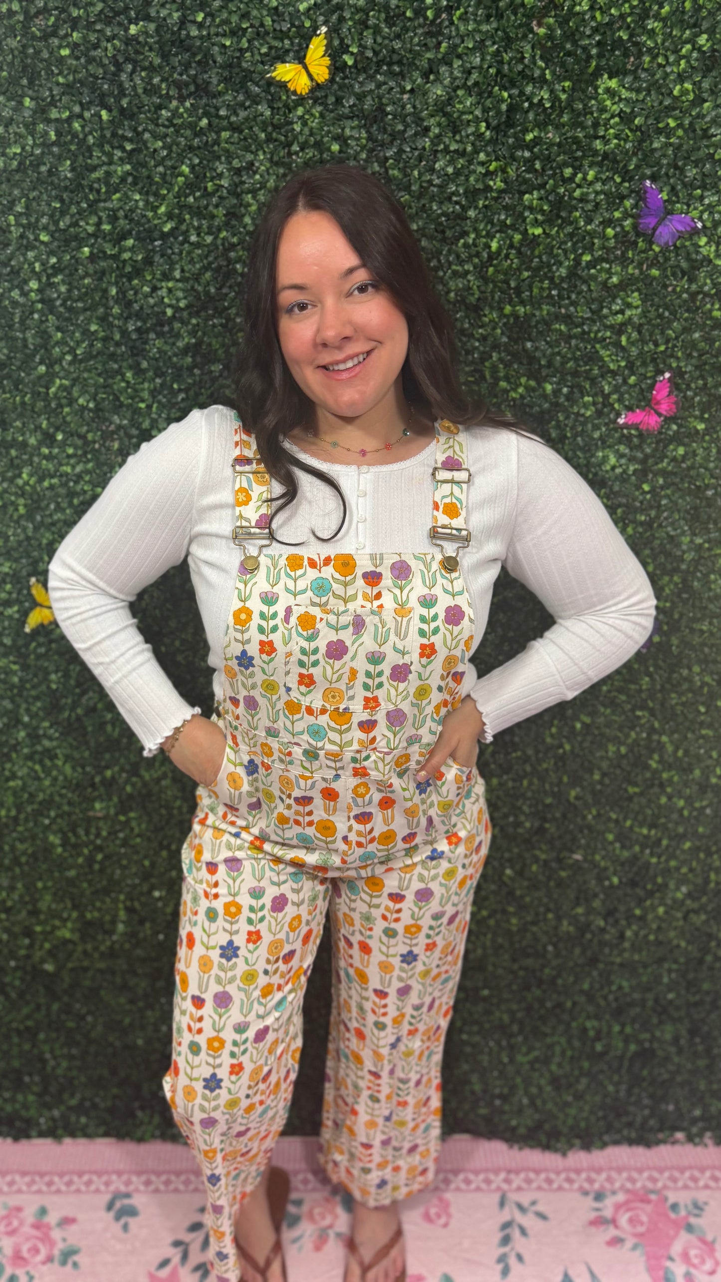RETRO FLORAL PRINT OVERALLS