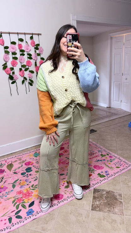 SAGE + FIG Mineral Washed Terry Wide Leg Pants