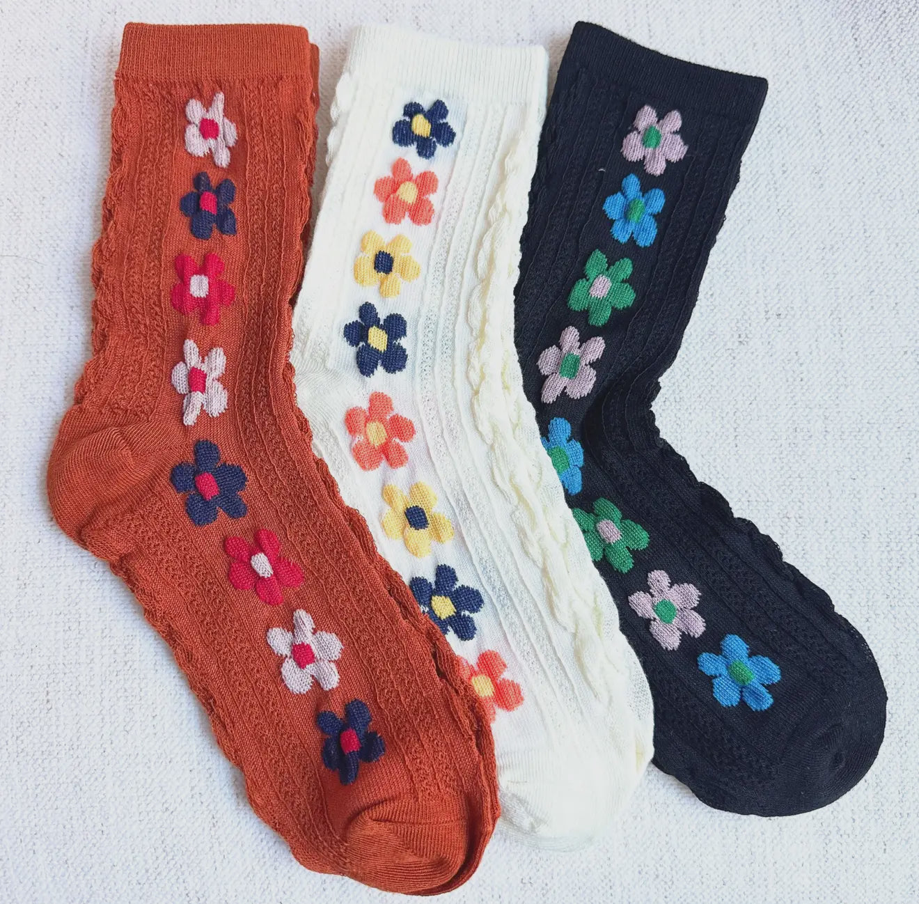 Floral Stitch Socks