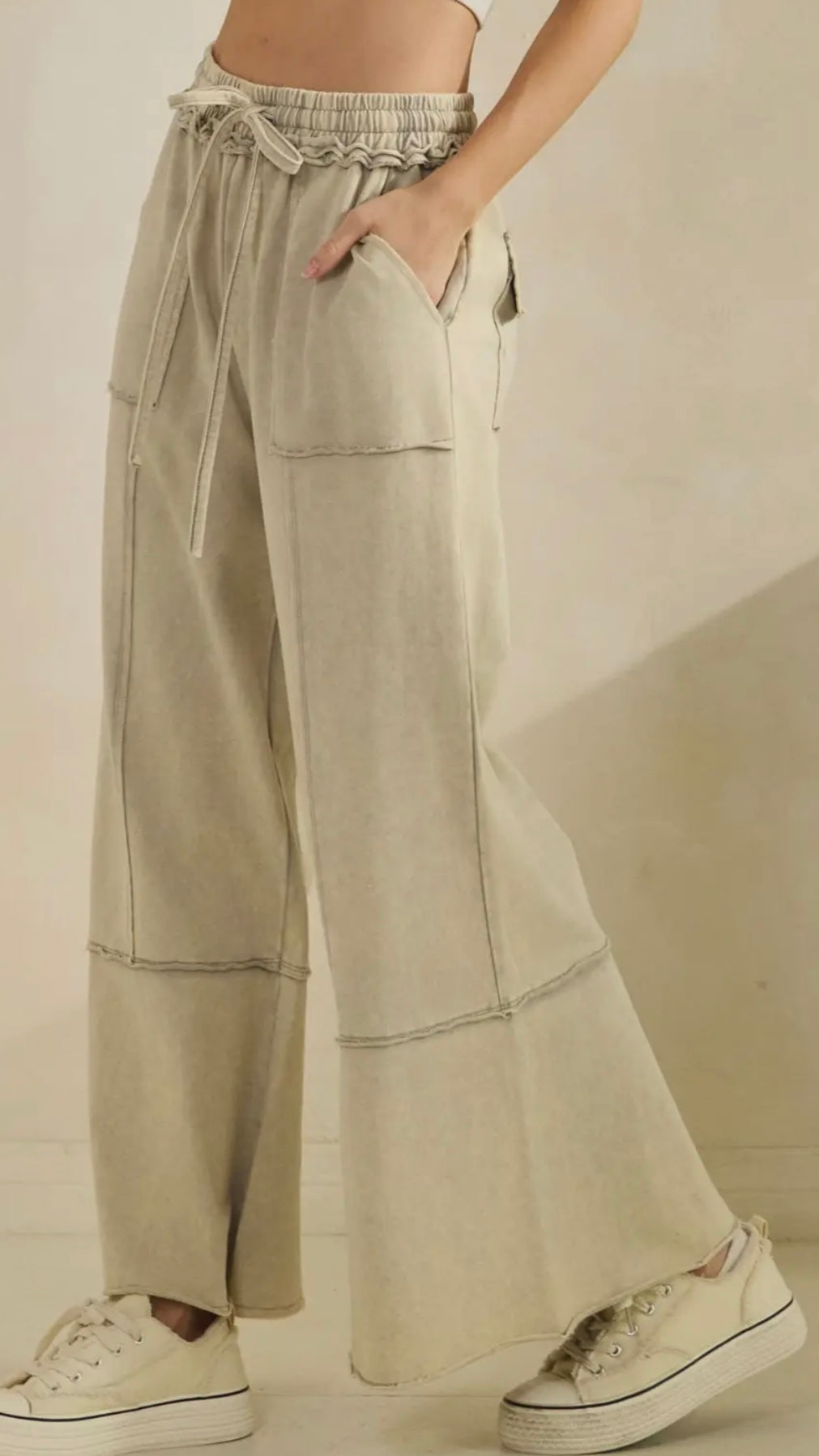 SAGE + FIG Mineral Washed Terry Wide Leg Pants