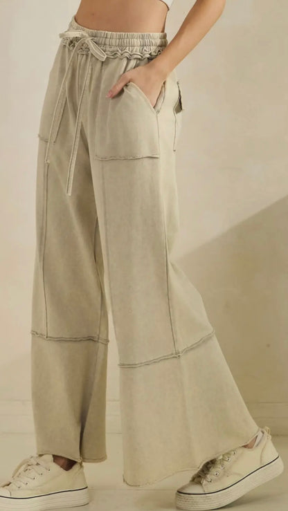 SAGE + FIG Mineral Washed Terry Wide Leg Pants