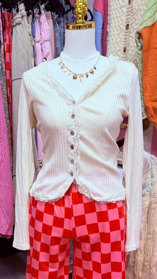 Lace Detail Fitted Knit Top