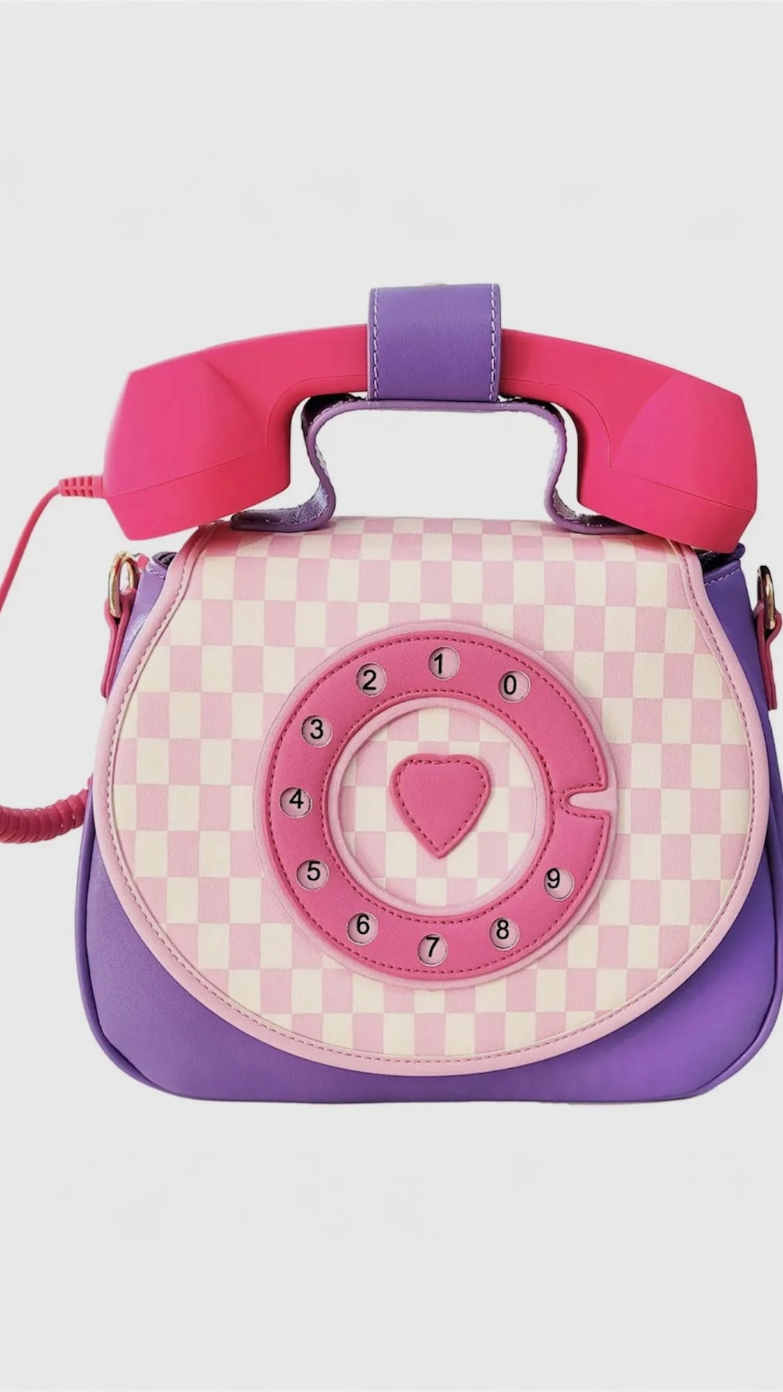 Pastel Checkerboard Ring Ring Phone Purse | Retro Phone Handbag