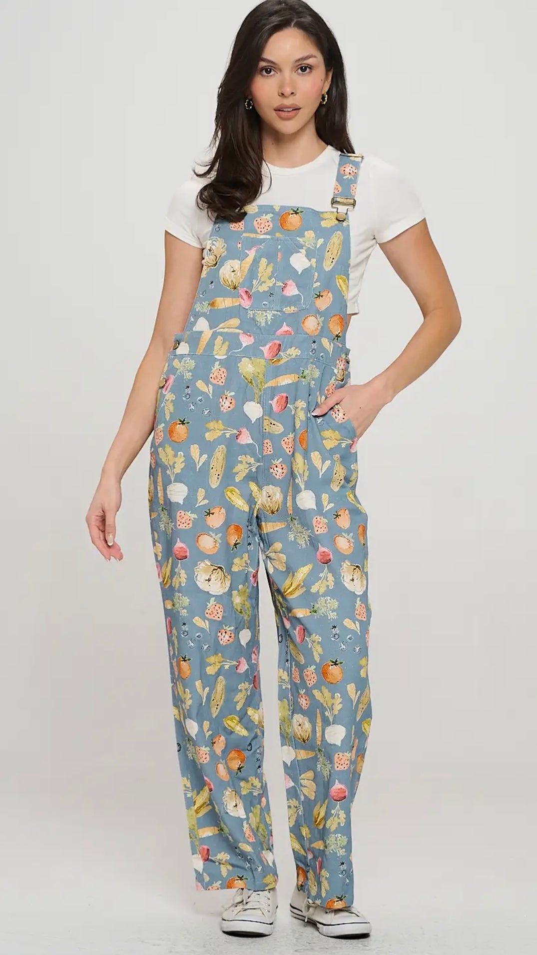 Veggie Print Overalls