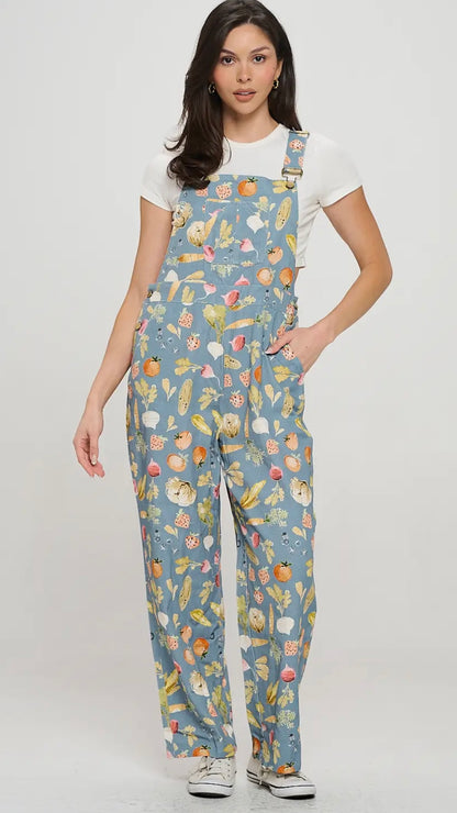 Veggie Print Overalls