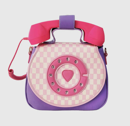 Pastel Checkerboard Ring Ring Phone Purse | Retro Phone Handbag