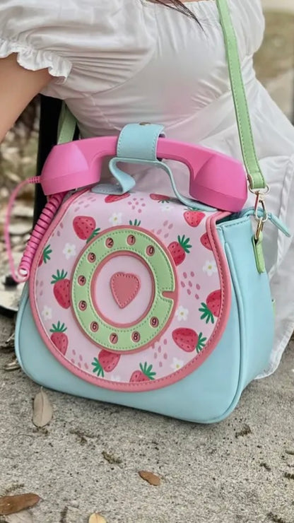Strawberry Ring Ring Phone Purse | Retro Phone Handbag