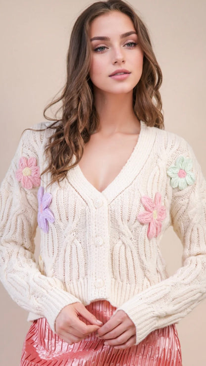 Cream Flower Cardi