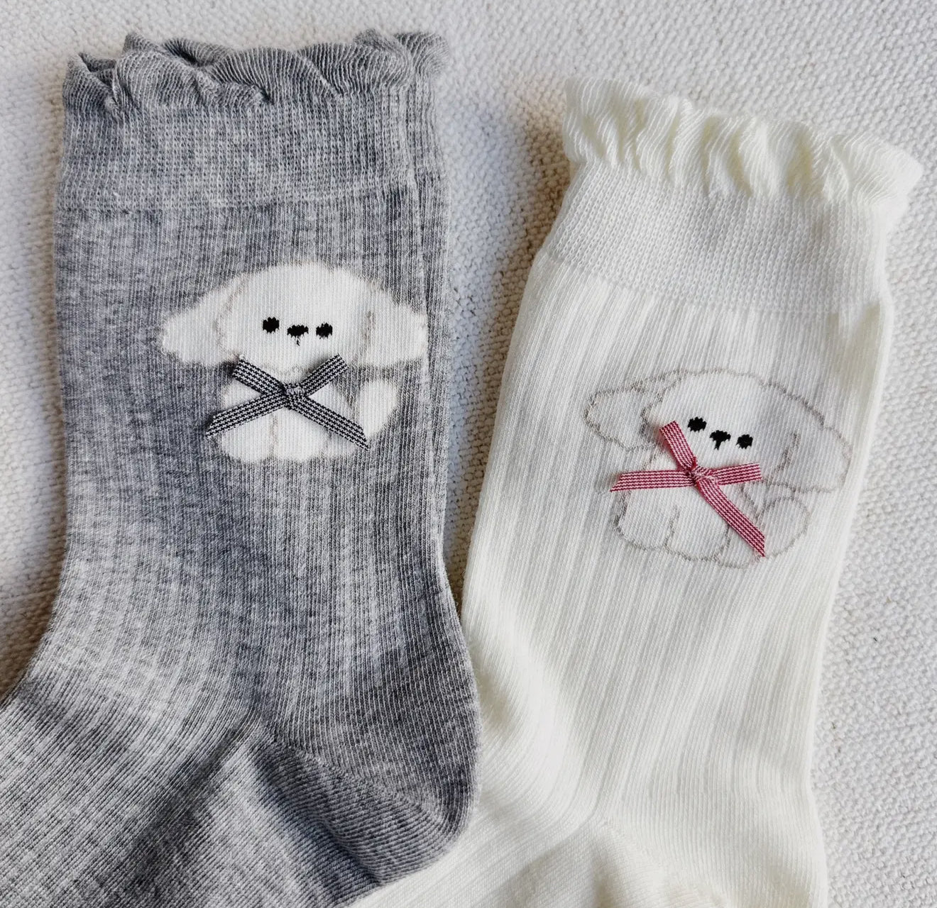 Bichon Puppy Socks – Gray or Cream