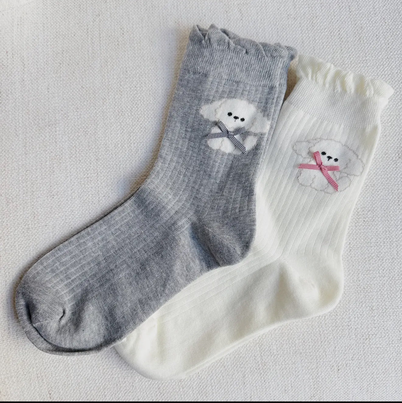 Bichon Puppy Socks – Gray or Cream