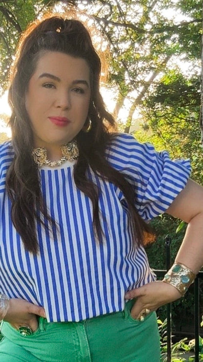 Blue Striped Top