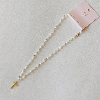 Cabled Cross Pendant Necklace