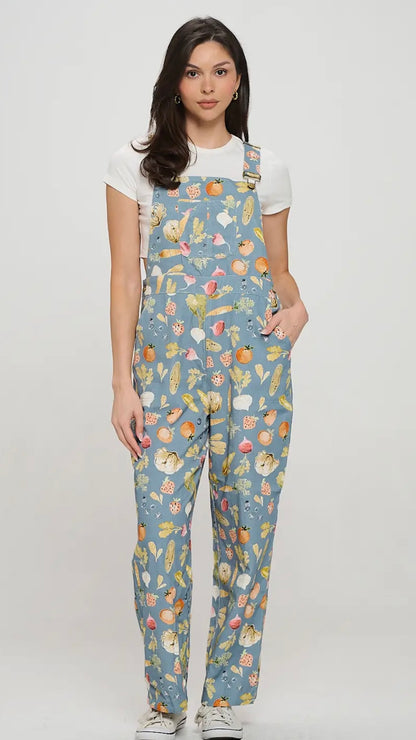 Veggie Print Overalls