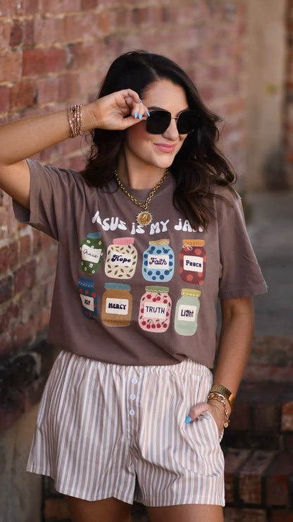 Jesus Is My Jam Tee (Brown)