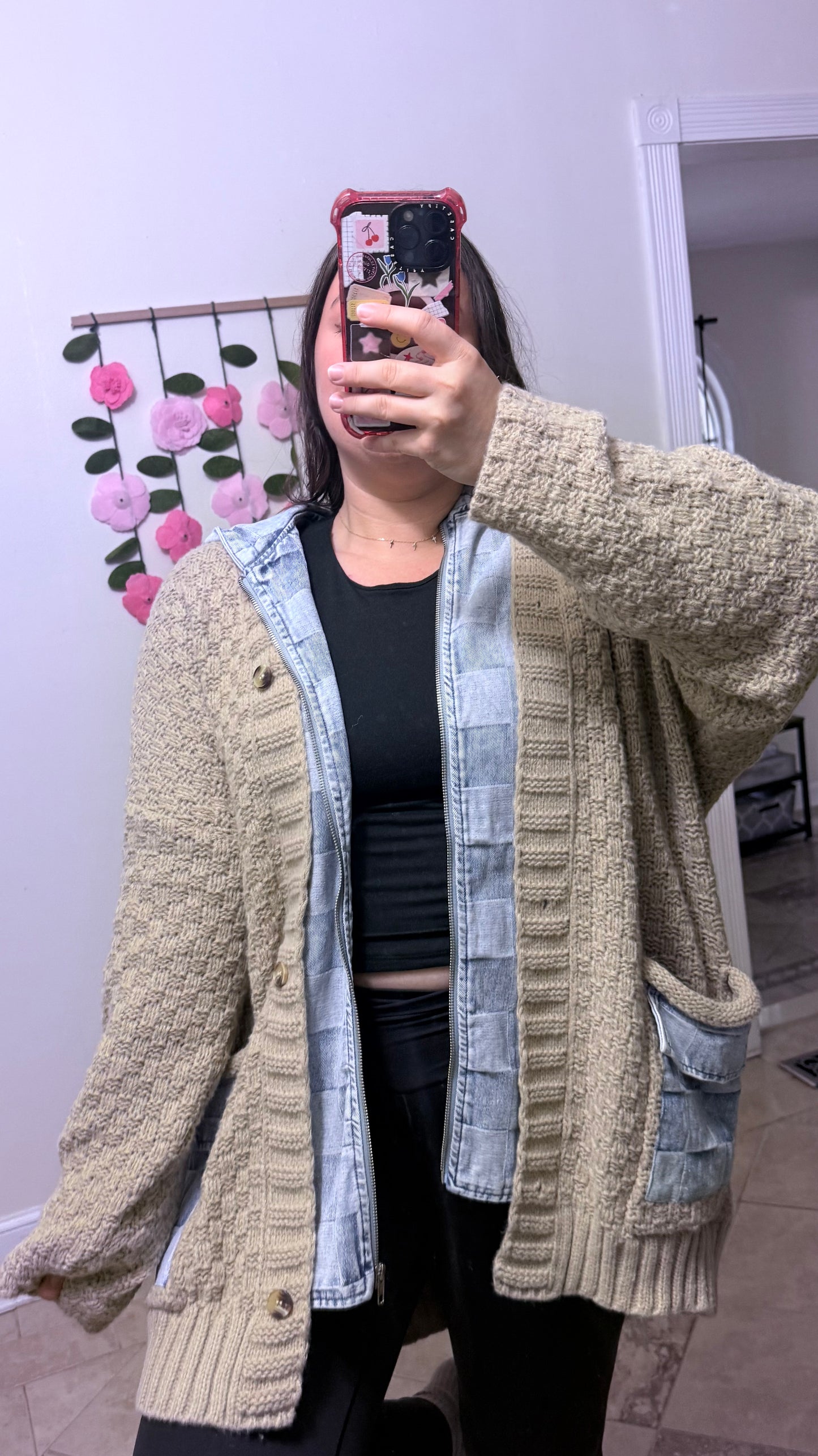 Denim Dreams Checker Cardigan Coat