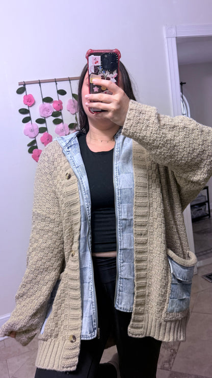 Denim Dreams Checker Cardigan Coat