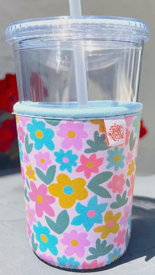 Sage Bloom Iced Coffee Sleeve – Reusable Cup Cover for 16oz Cold Drinks