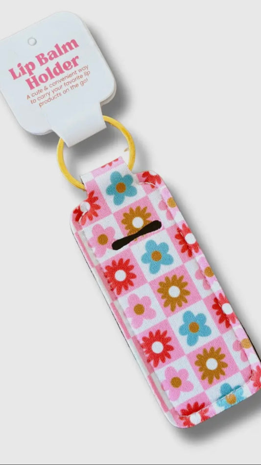 Lip Balm / Lip Stick Keychain Holder – Checkered Floral