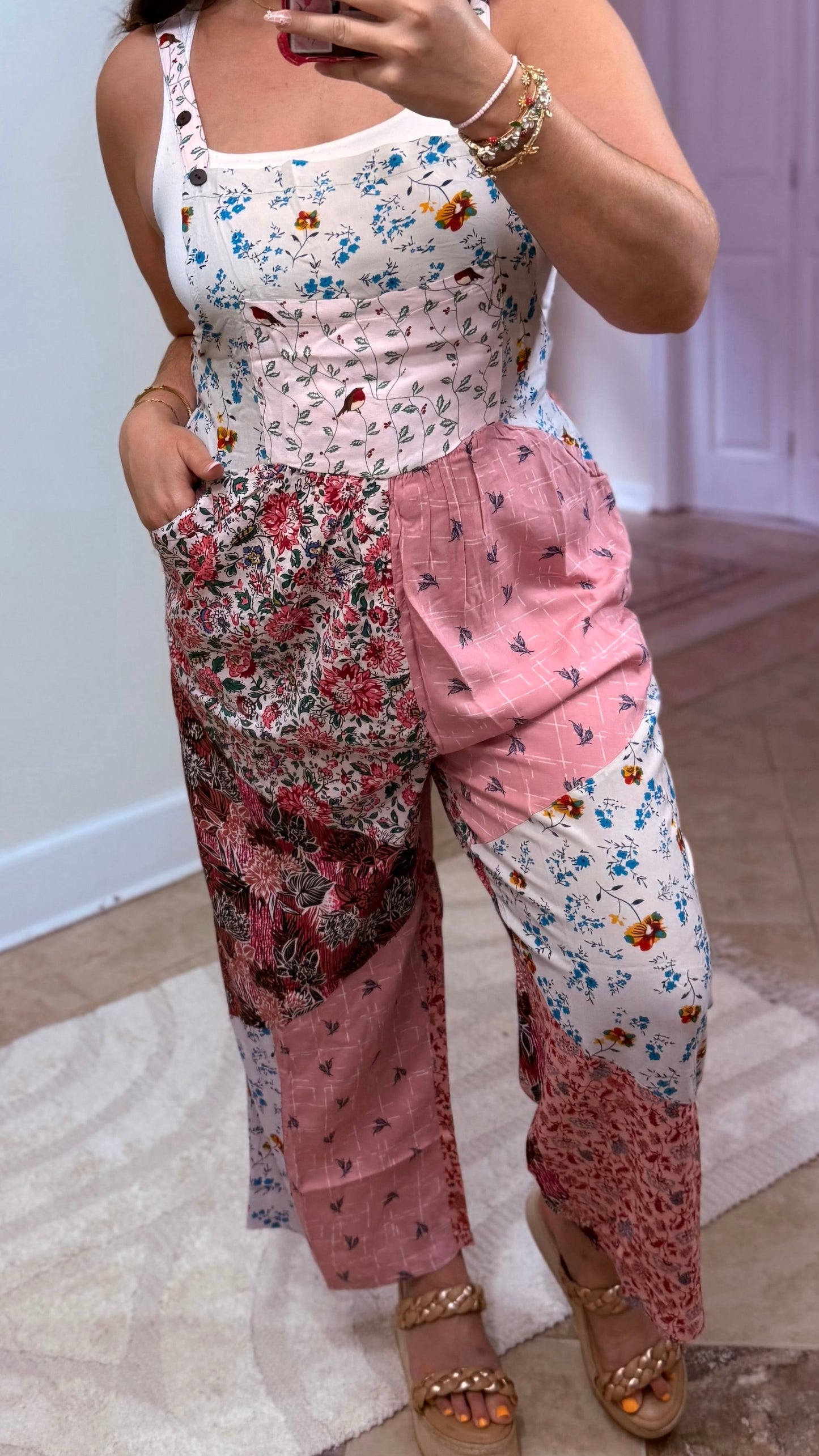 Petal Harmony Boho Overalls
