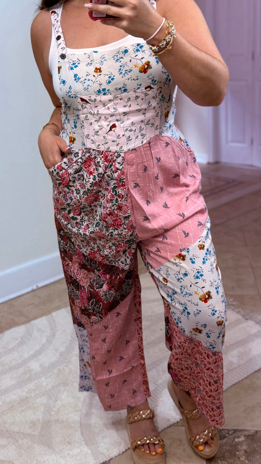 Petal Harmony Boho Overalls