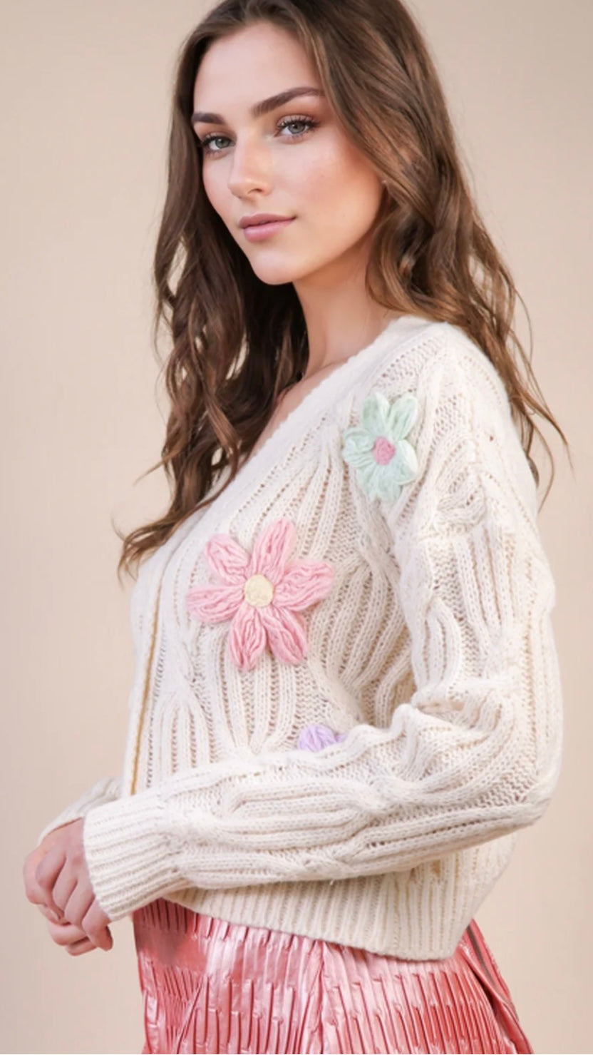 Cream Flower Cardi