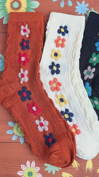 Floral Stitch Socks