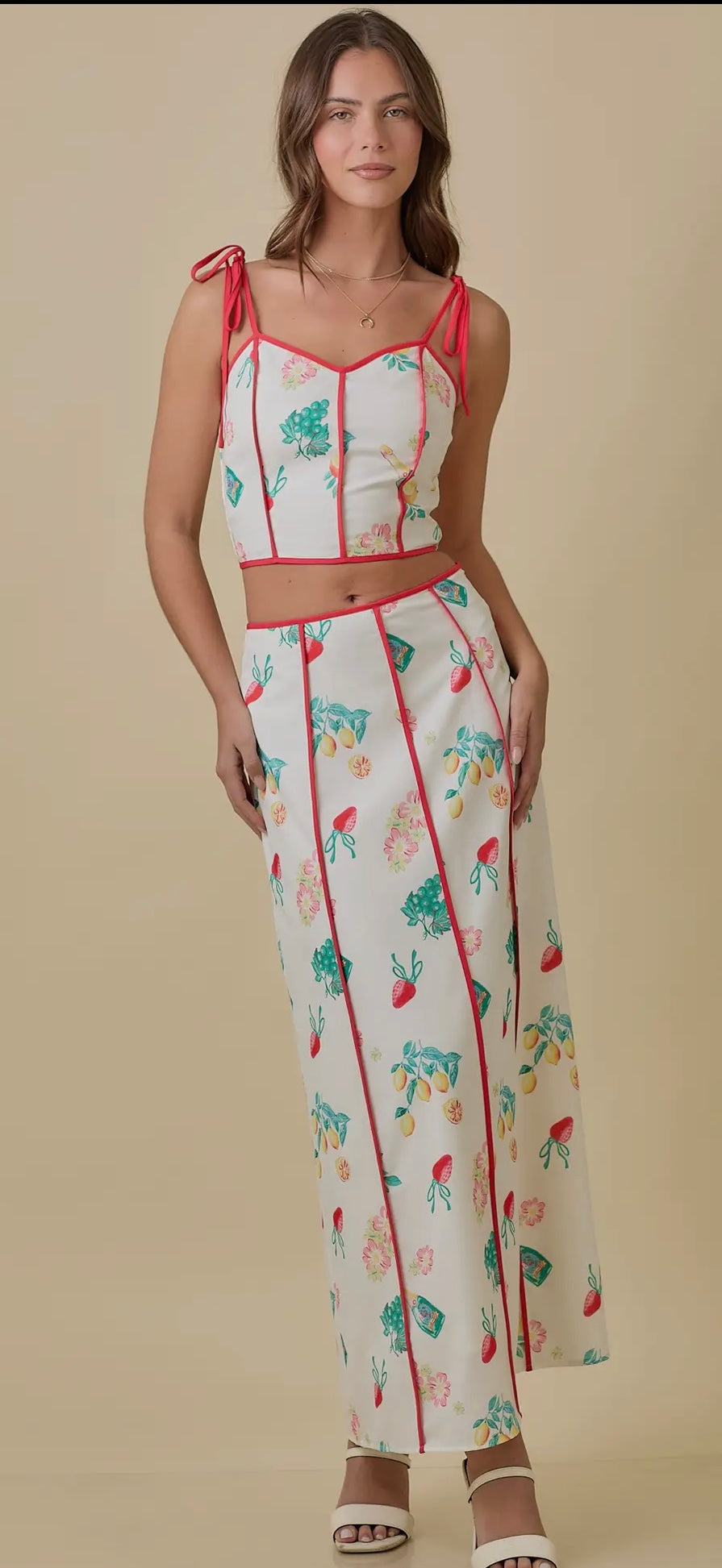 Strawberry Lemonade Midi Skirt