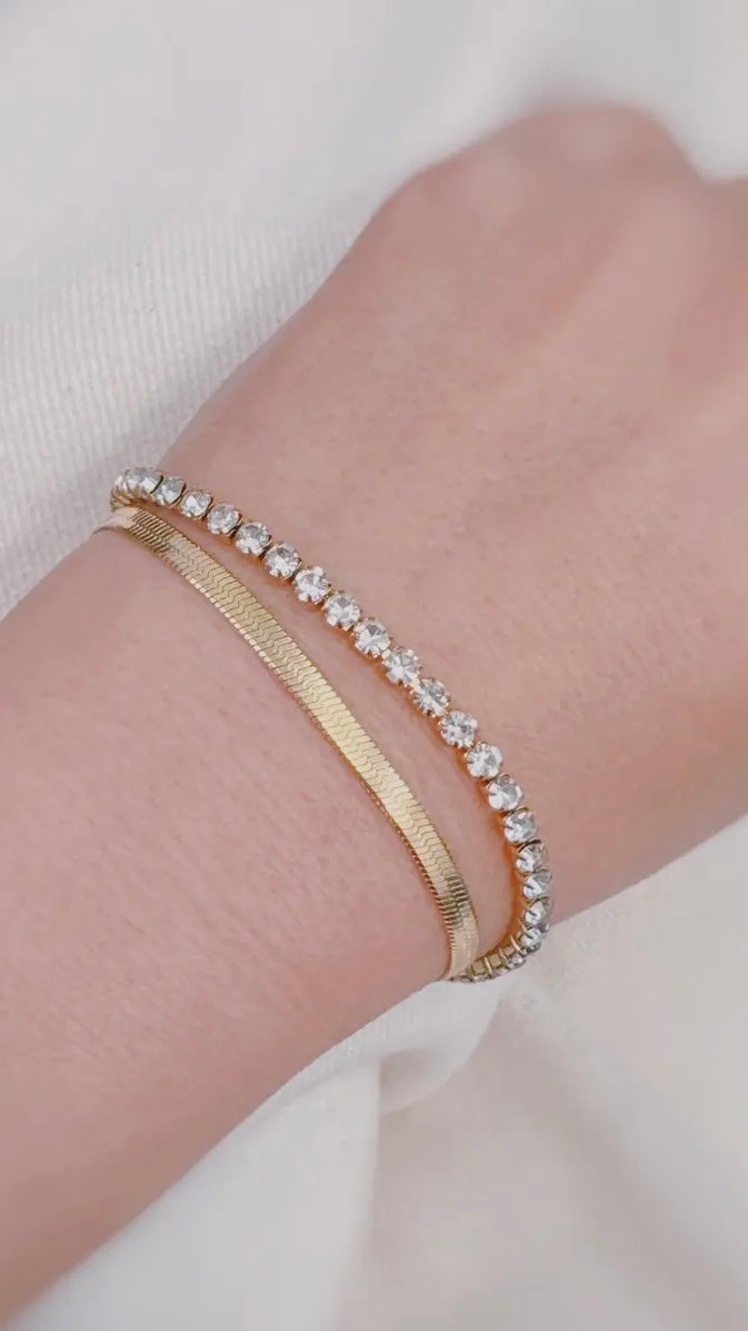 Herringbone & Tennis Bracelet