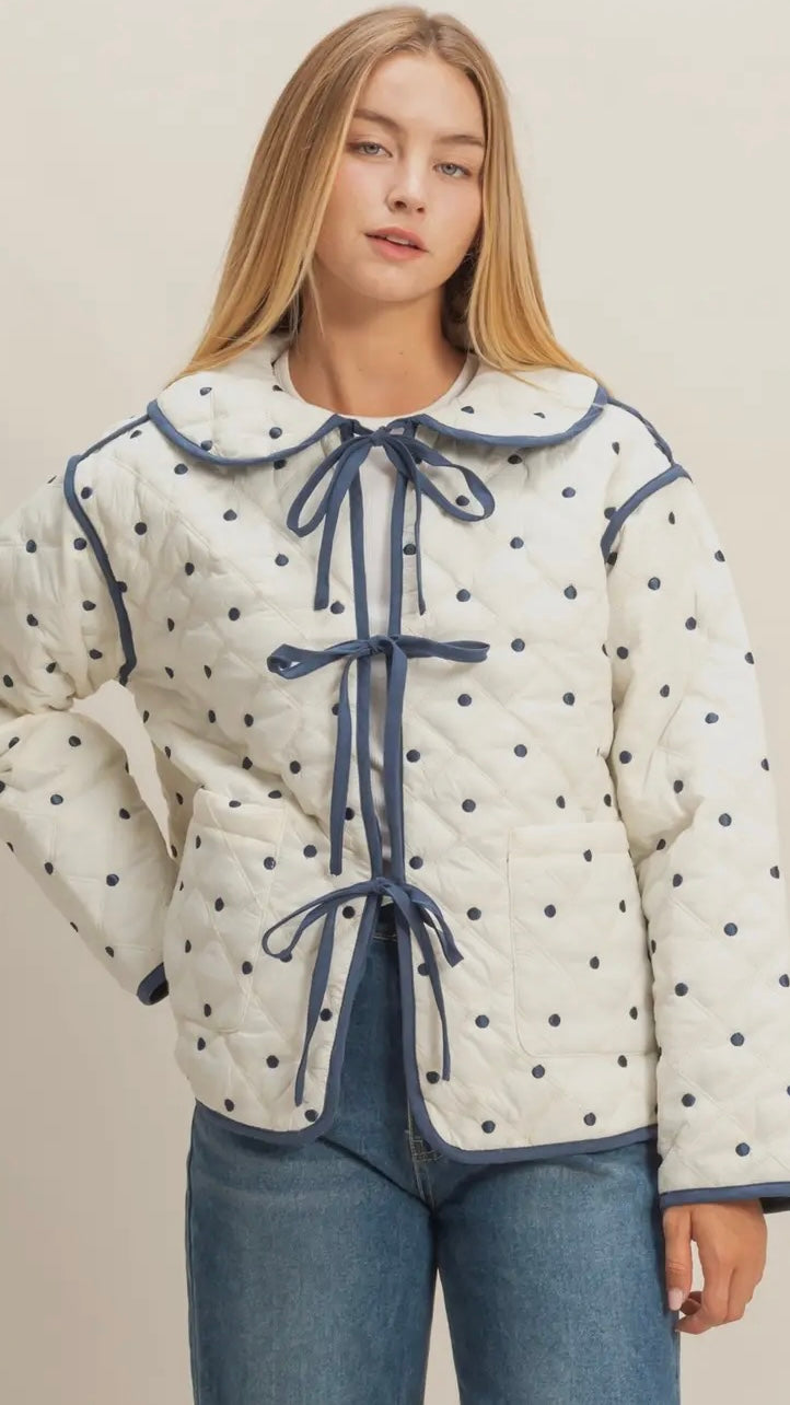 Sweet Dot Quilted Bow Jacket