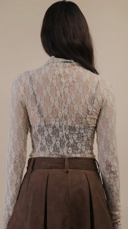 Sweetheart Lace Mock Neck Top