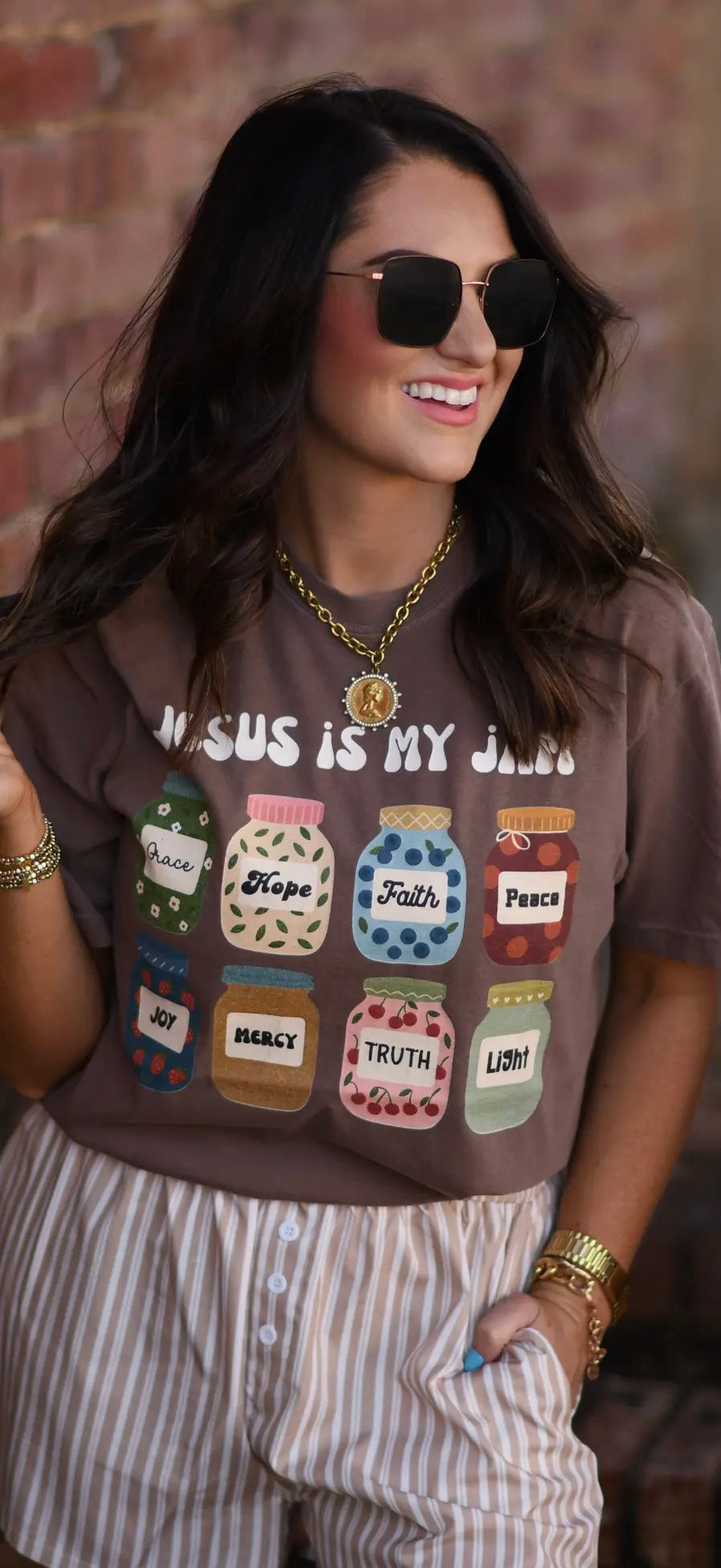 Jesus Is My Jam Tee (Brown)