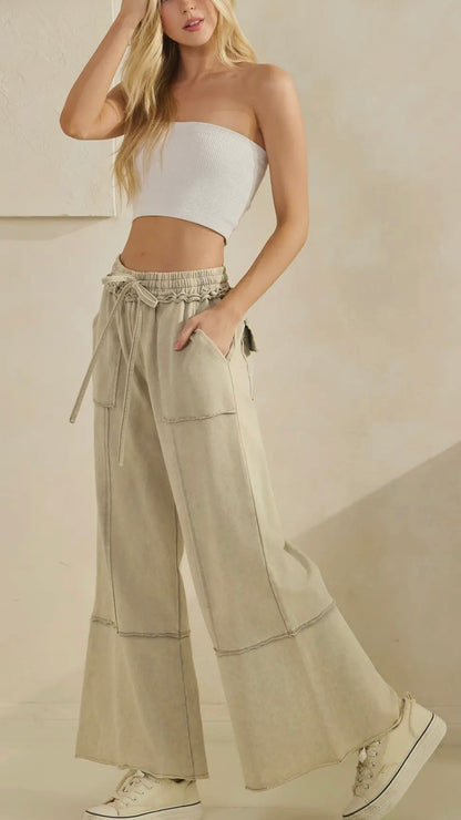 SAGE + FIG Mineral Washed Terry Wide Leg Pants