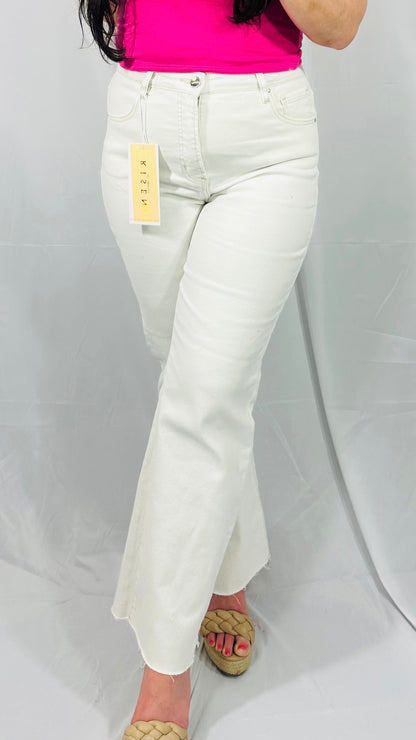 Risen High Rise Tummy Control Side Slit Straight Jeans