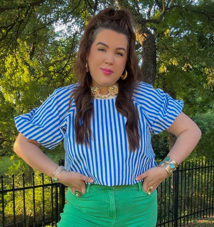 Blue Striped Top