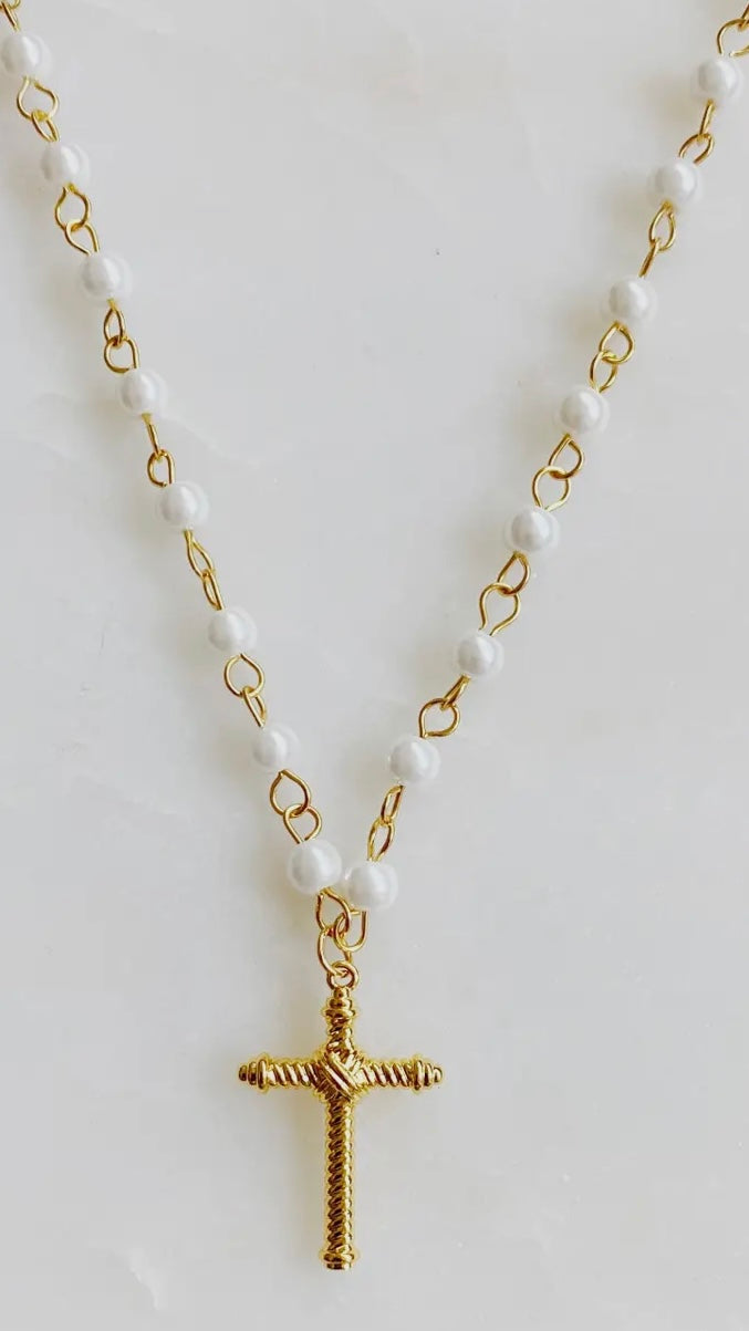 Cabled Cross Pendant Necklace