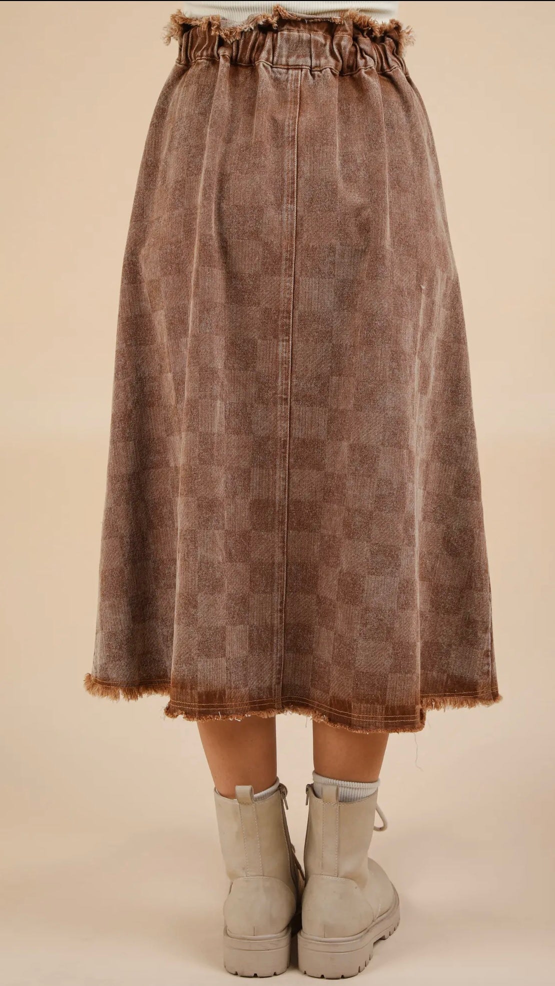 Brown Checkered Skirt