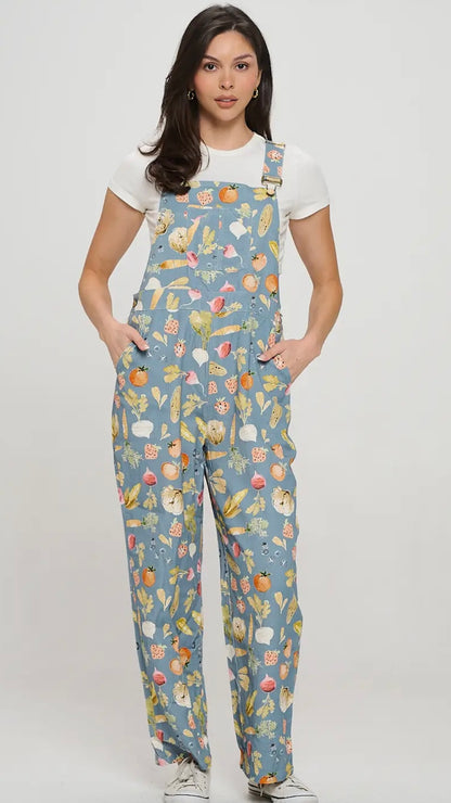 Veggie Print Overalls