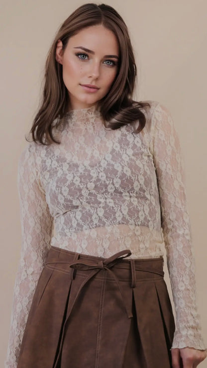 Sweetheart Lace Mock Neck Top