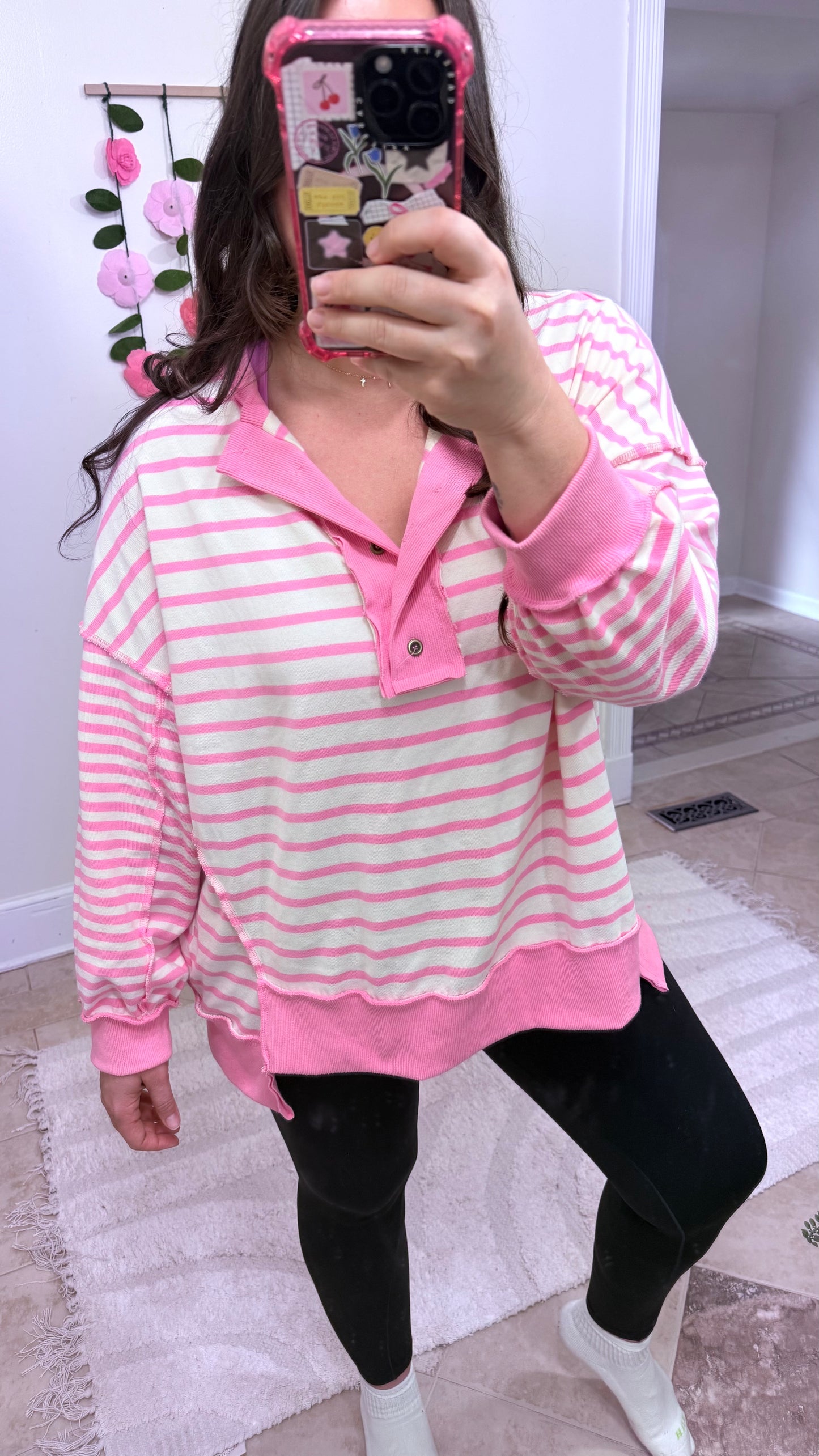 Pink/Cream Pullover
