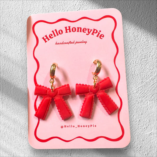 Red Heart Bow Dangles