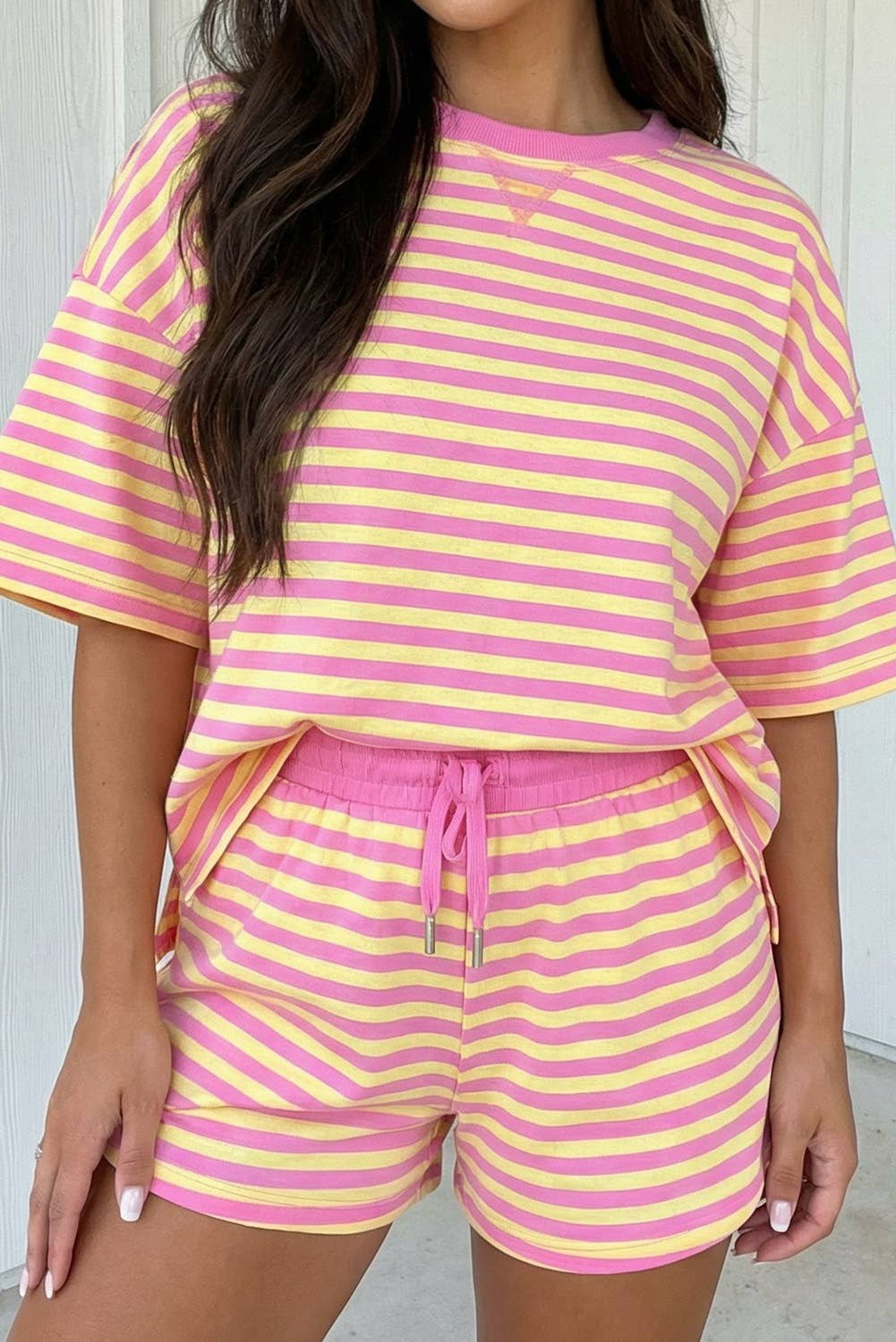 Pink Stripe Short Set (S-XL)