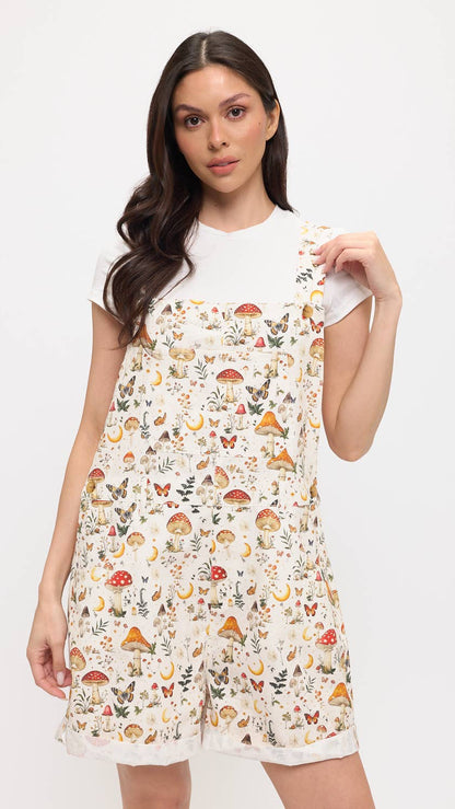 LUNAR MUSHROOM PRINT SHORTALLS