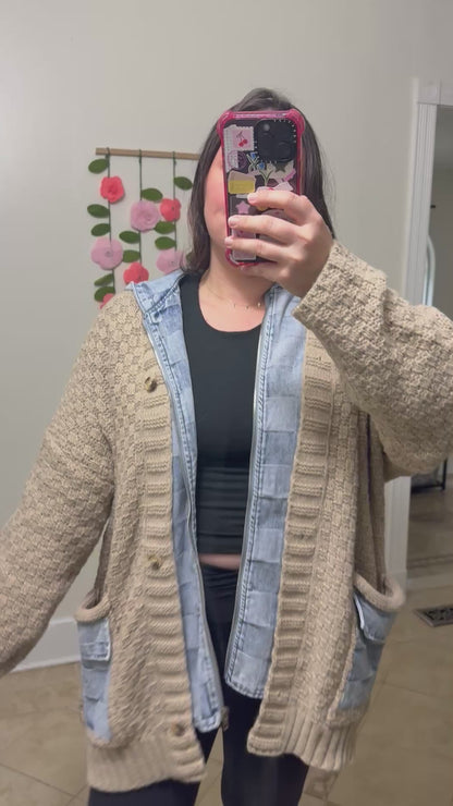 Denim Dreams Checker Cardigan Coat